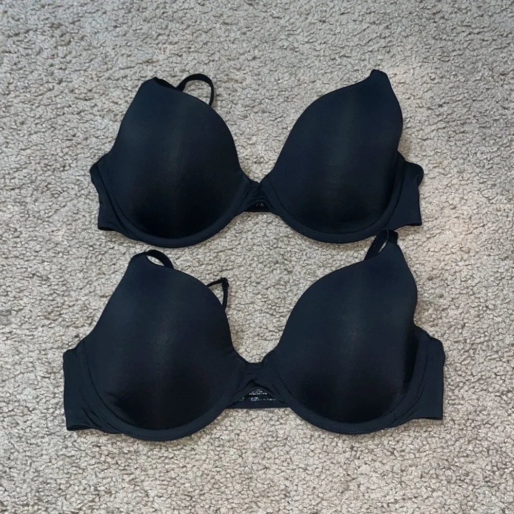Gap Body Favorite T-Shirt Bra Lightly Padded Adjustable Straps Black 32C (Set 2)